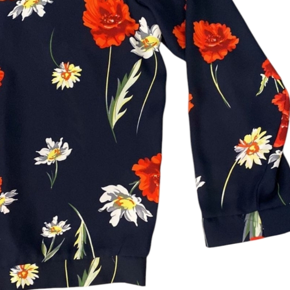 Lightweight Windbreaker Style Jacket Black Red Floral, Front Zip, Size XL - Picture 4 of 6